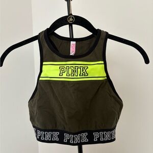 Victoria's Secret PINK Sports Bra - Olive and Neon Yellow